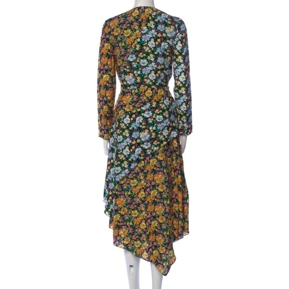 Maje Roen Floral Asymmetric Midi Dress - Picture 4 of 8